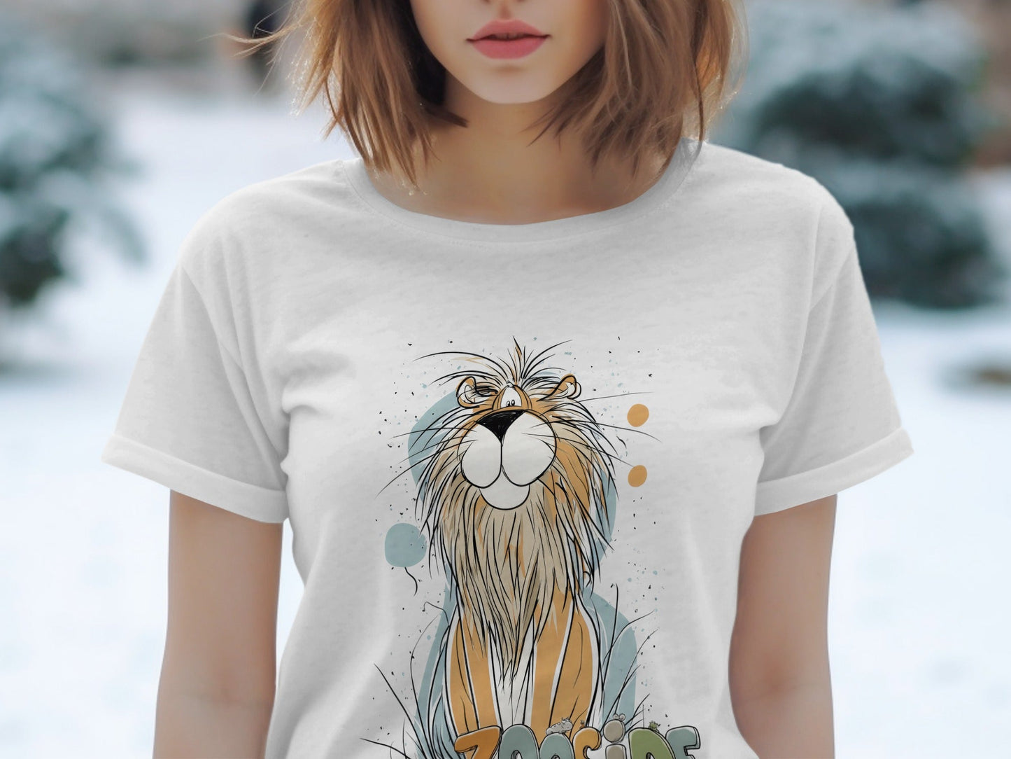 RMA APPAREL Zooside Lion Graphic Mens Womens Unisex T-Shirt - Zooside White T-Shirts - RMA APPAREL - Roclla Media Apparel Store