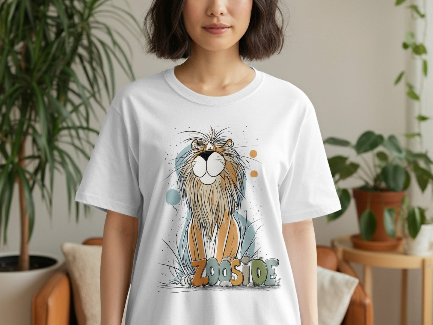 RMA APPAREL Zooside Lion Graphic Mens Womens Unisex T-Shirt - Zooside White T-Shirts - RMA APPAREL - Roclla Media Apparel Store