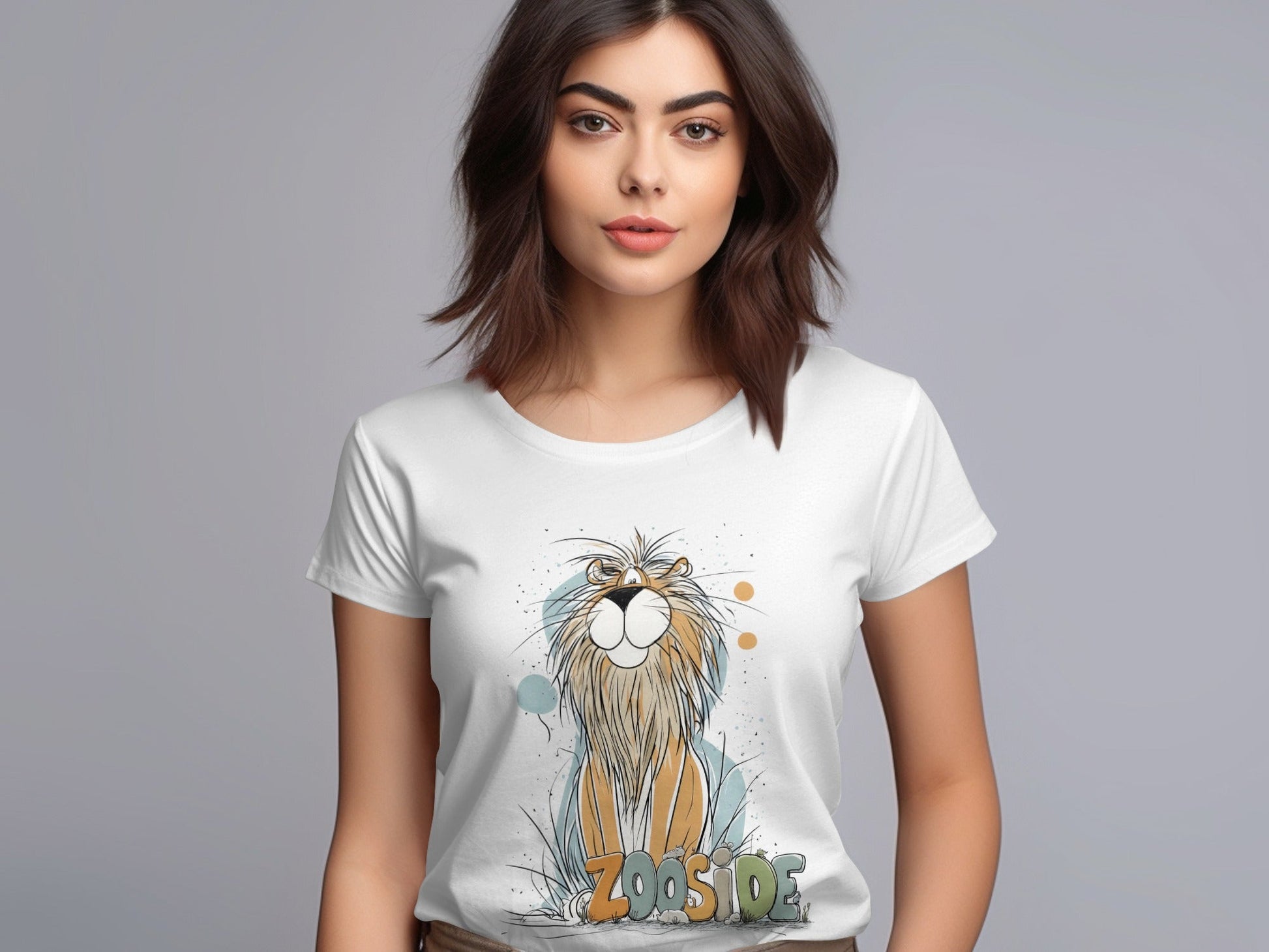 RMA APPAREL Zooside Lion Graphic Mens Womens Unisex T-Shirt - Zooside White T-Shirts - RMA APPAREL - Roclla Media Apparel Store