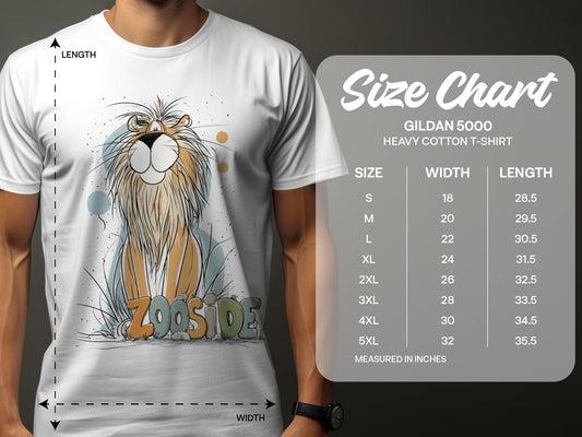 RMA APPAREL Zooside Lion Graphic Mens Womens Unisex T-Shirt - Zooside White T-Shirts - RMA APPAREL - Roclla Media Apparel Store