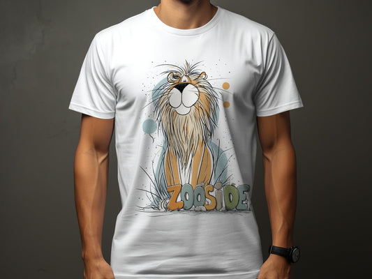 RMA APPAREL Zooside Lion Graphic Mens Womens Unisex T-Shirt - Zooside White T-Shirts - RMA APPAREL - Roclla Media Apparel Store