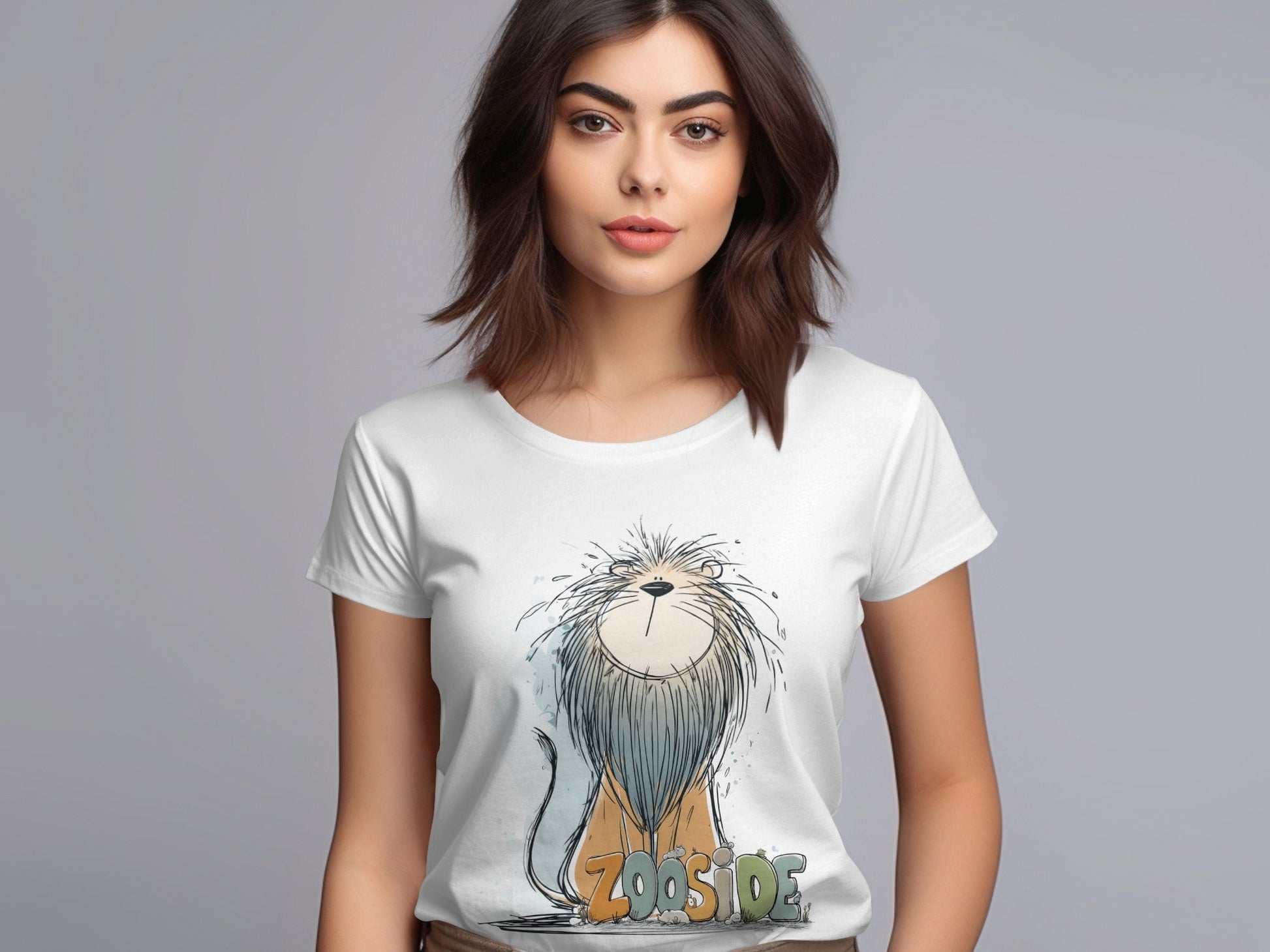 RMA APPAREL Zooside Lion Illustration Sizes S to 5XL T-Shirt - Zooside White T-Shirts - RMA APPAREL - Roclla Media Apparel Store