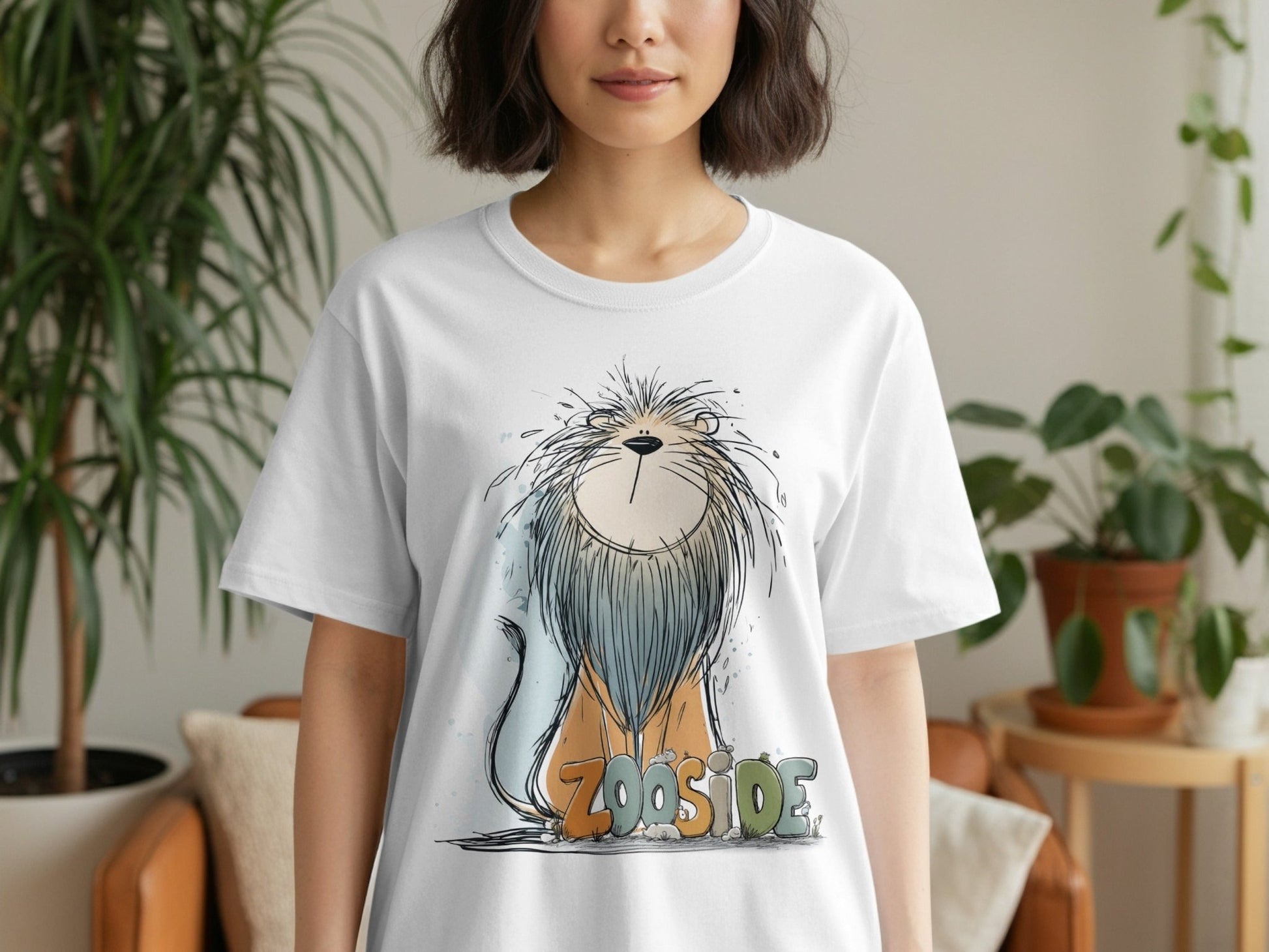 RMA APPAREL Zooside Lion Illustration Sizes S to 5XL T-Shirt - Zooside White T-Shirts - RMA APPAREL - Roclla Media Apparel Store