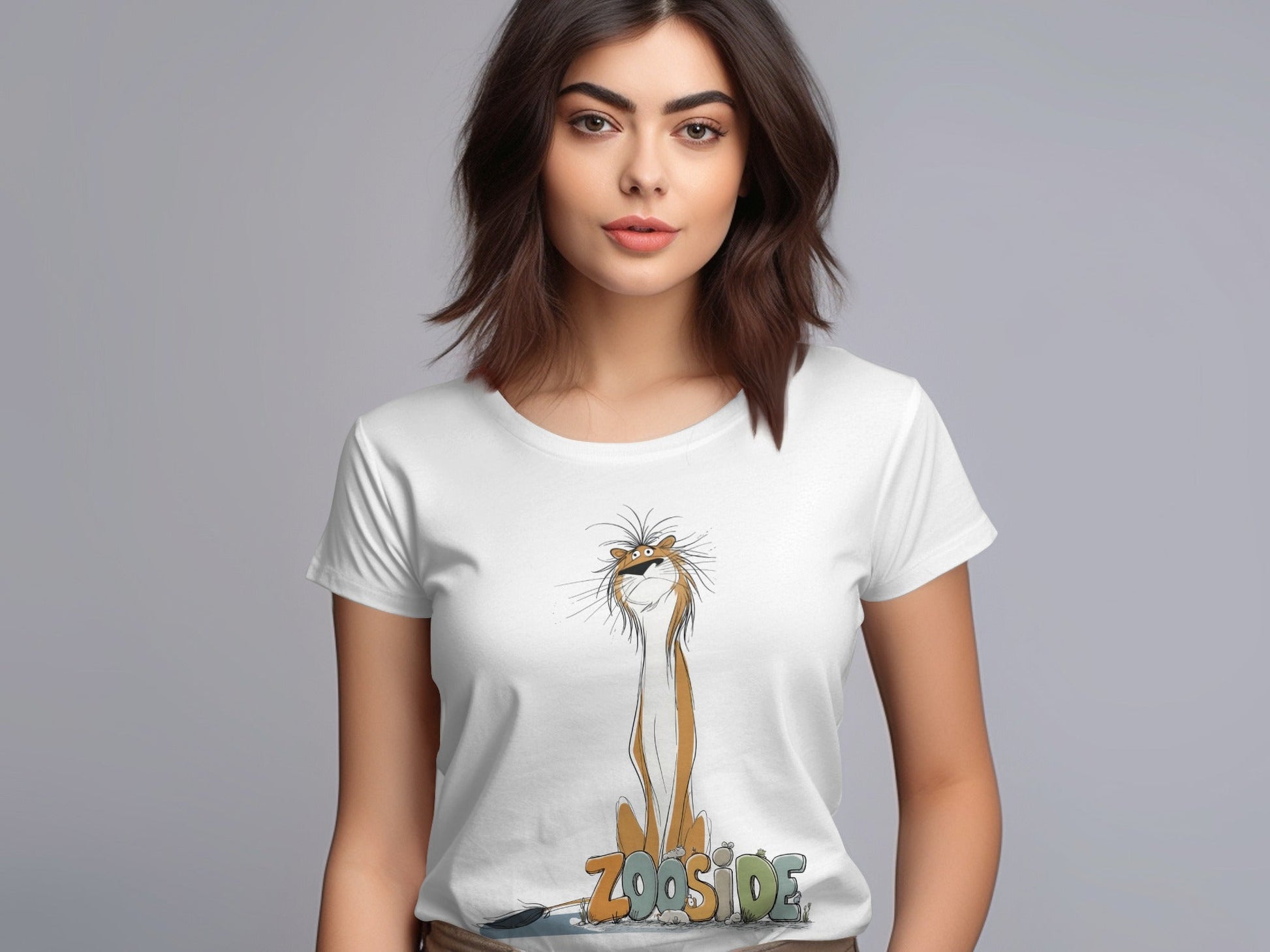 RMA APPAREL Zooside Lion Wildlife Funny Graphic Mens T-Shirt - Zooside White T-Shirts - RMA APPAREL - Roclla Media Apparel Store