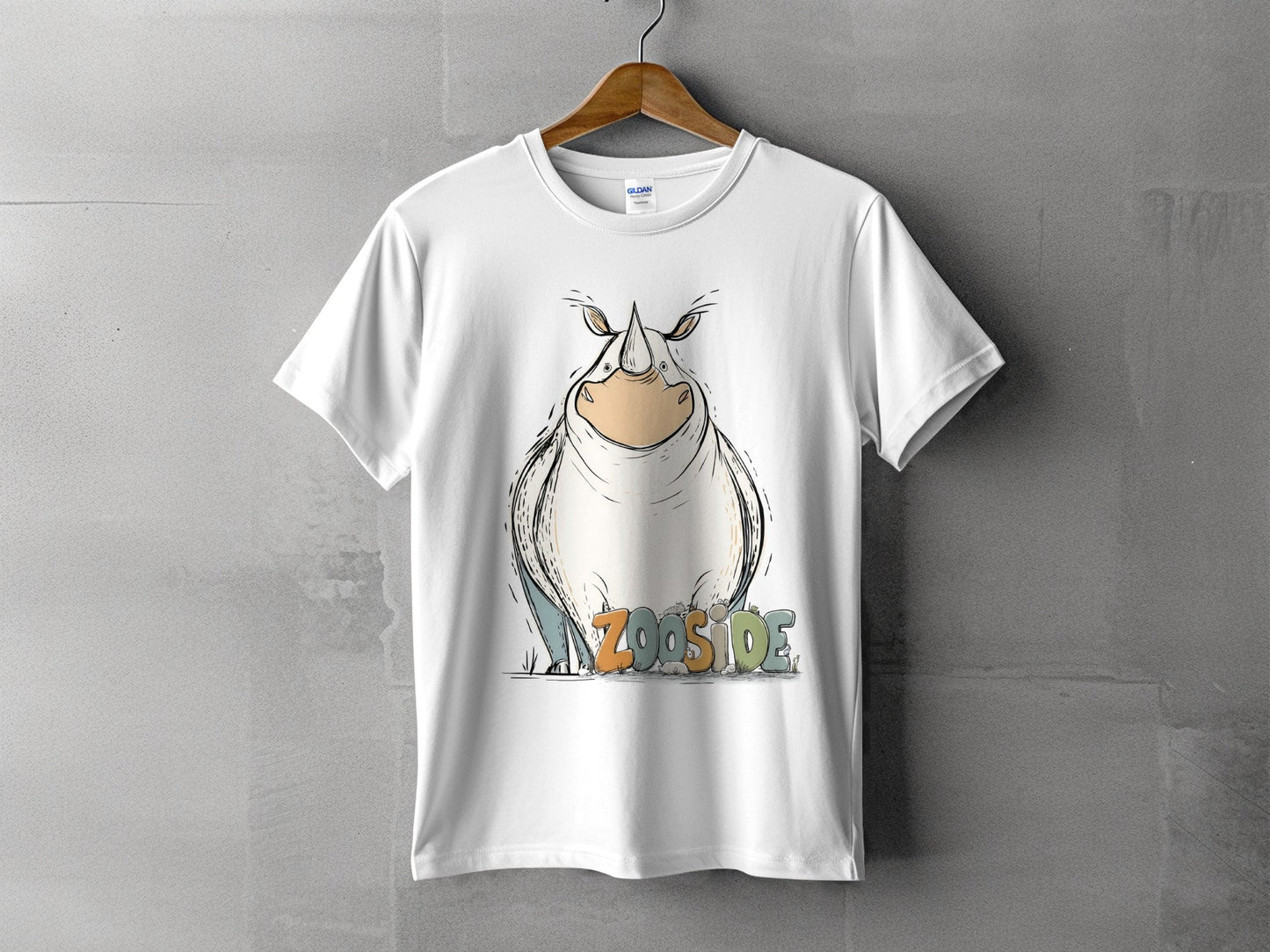 RMA APPAREL Zooside Rhinoceros Graphic Mens and Womens T-Shirt - Zooside White T-Shirts - RMA APPAREL - Roclla Media Apparel Store