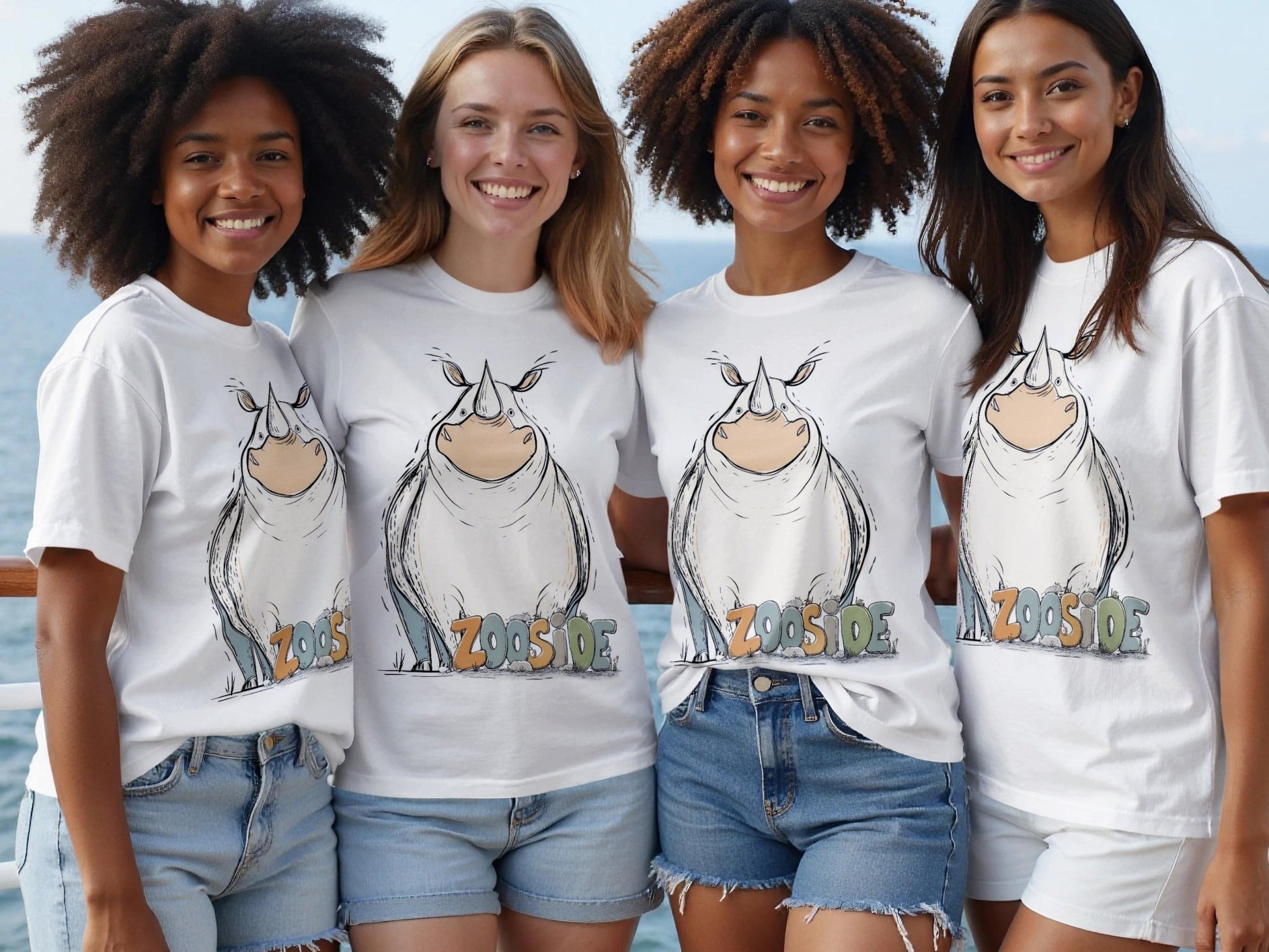 RMA APPAREL Zooside Rhinoceros Graphic Mens and Womens T-Shirt - Zooside White T-Shirts - RMA APPAREL - Roclla Media Apparel Store