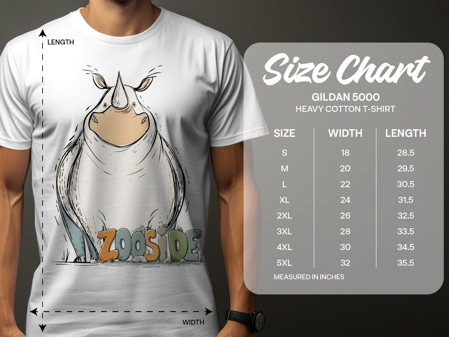 RMA APPAREL Zooside Rhinoceros Graphic Mens and Womens T-Shirt - Zooside White T-Shirts - RMA APPAREL - Roclla Media Apparel Store