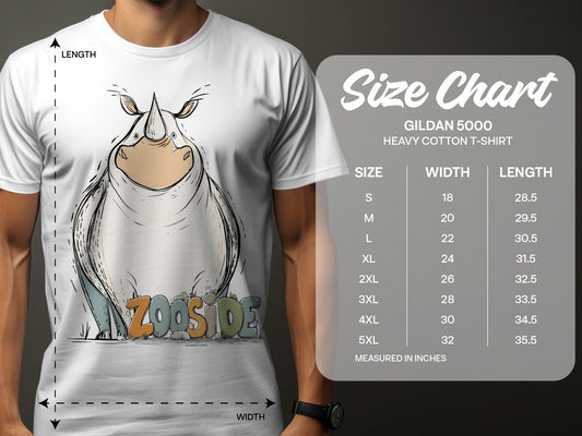 RMA APPAREL Zooside Rhinoceros Graphic Mens and Womens T-Shirt - Zooside White T-Shirts - RMA APPAREL - Roclla Media Apparel Store