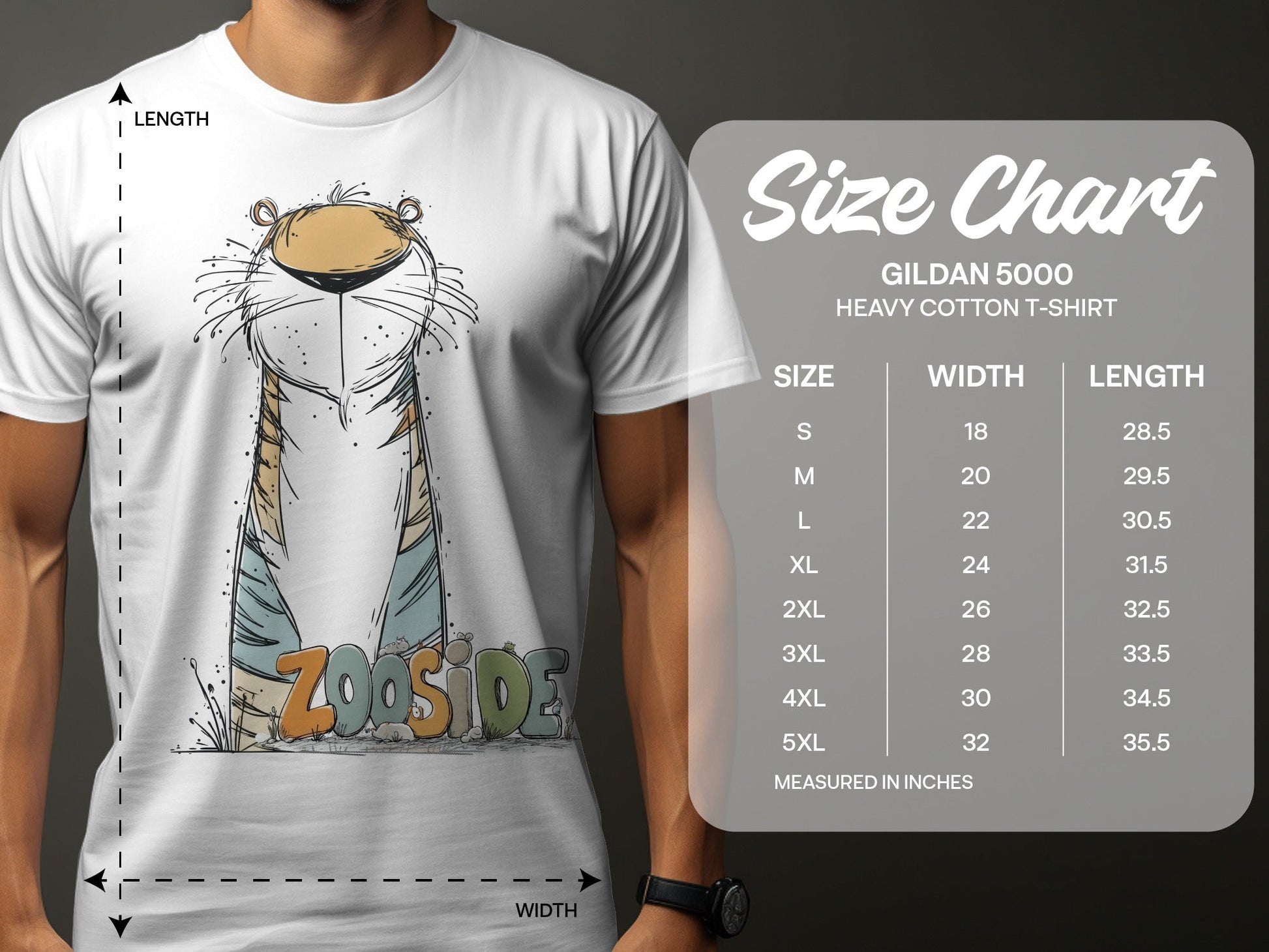 RMA APPAREL Zooside Tiger Wildlife Graphic Mens Sizes T-Shirt - Zooside White T-Shirts - RMA APPAREL - Roclla Media Apparel Store