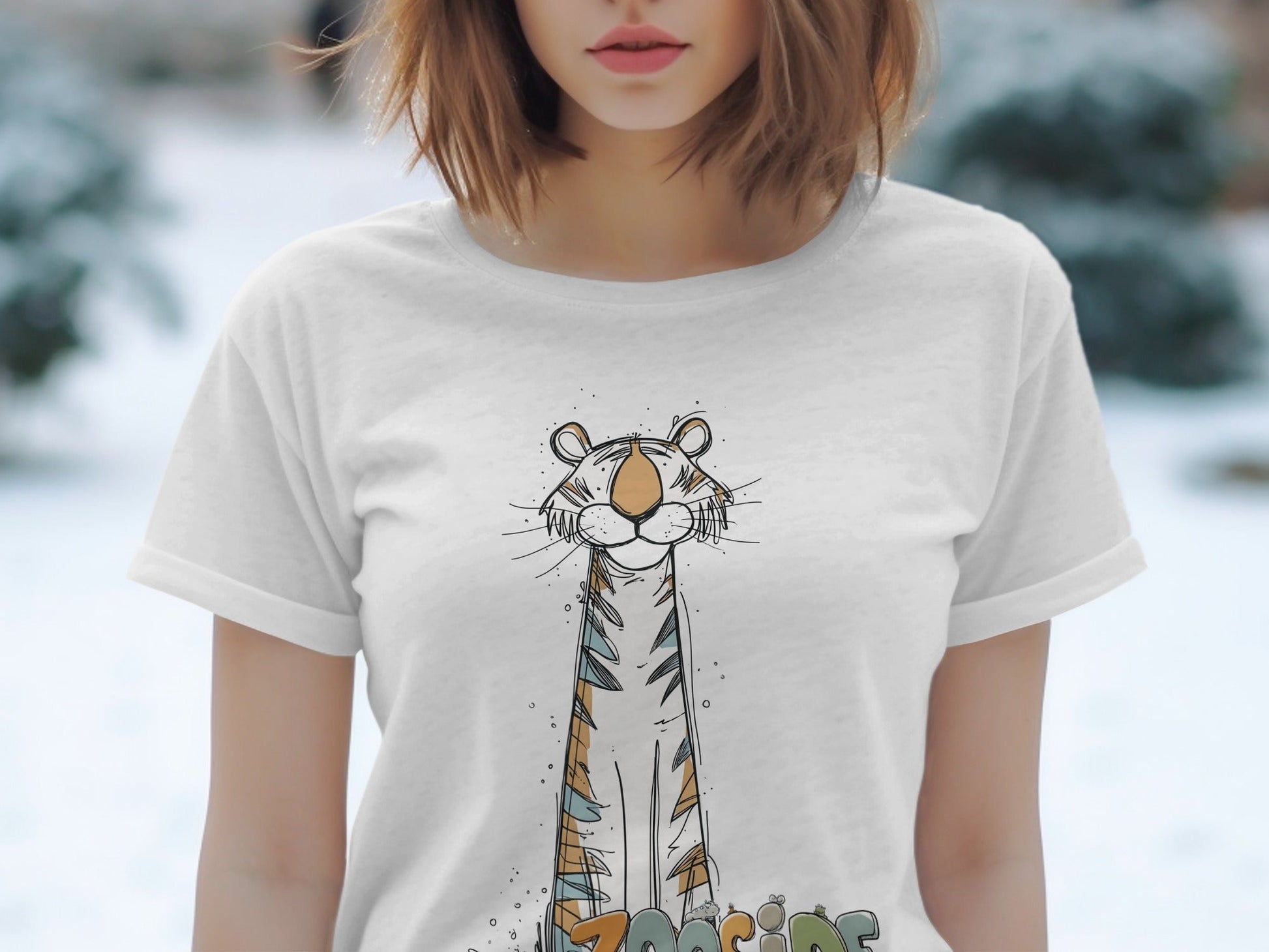 RMA APPAREL Zooside Tiger Wildlife Unisex T-Shirt Sizes S - 5XL T-Shirt - Zooside White T-Shirts - RMA APPAREL - Roclla Media Apparel Store