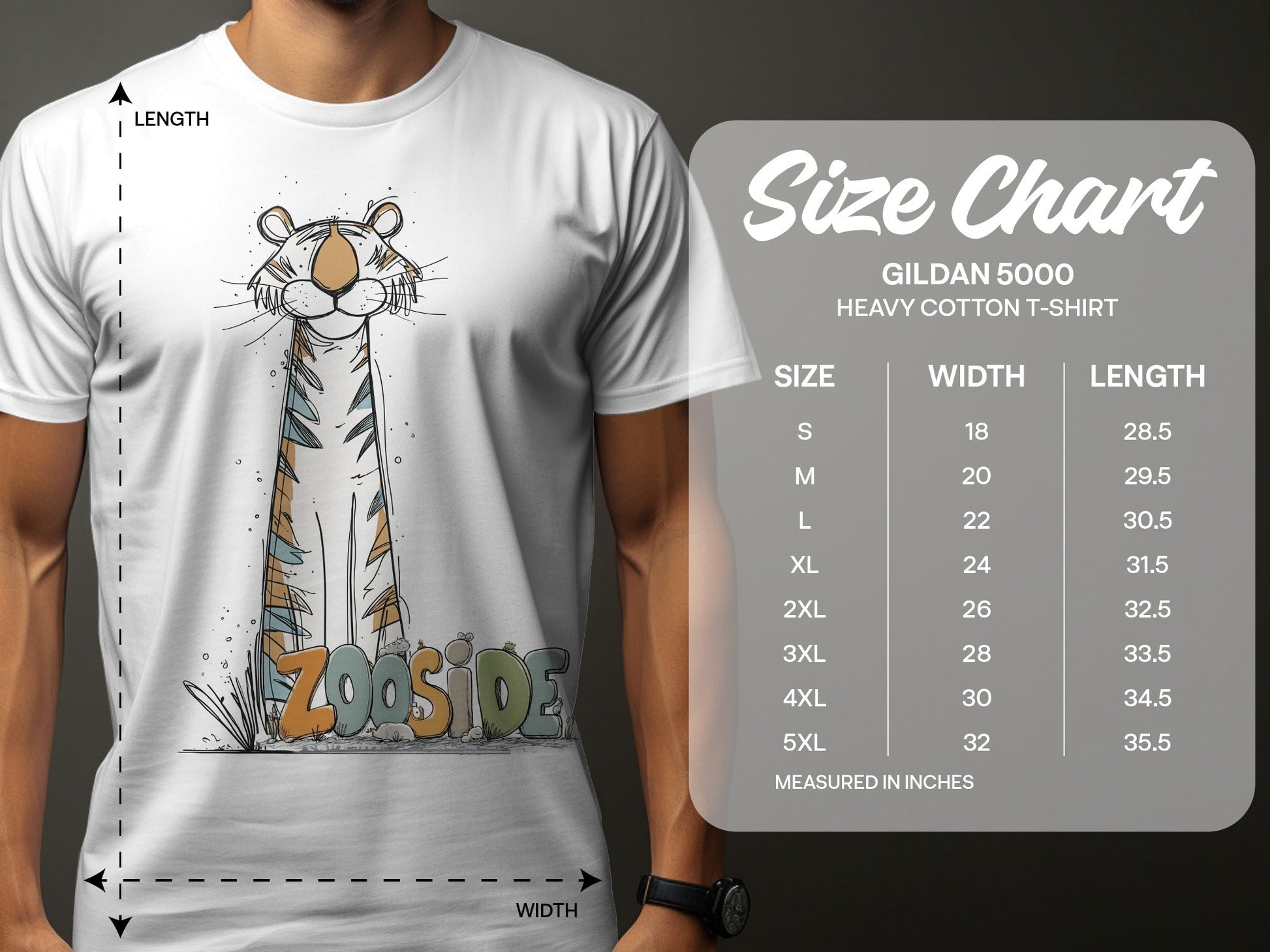 RMA APPAREL Zooside Tiger Wildlife Unisex T-Shirt Sizes S - 5XL T-Shirt - Zooside White T-Shirts - RMA APPAREL - Roclla Media Apparel Store