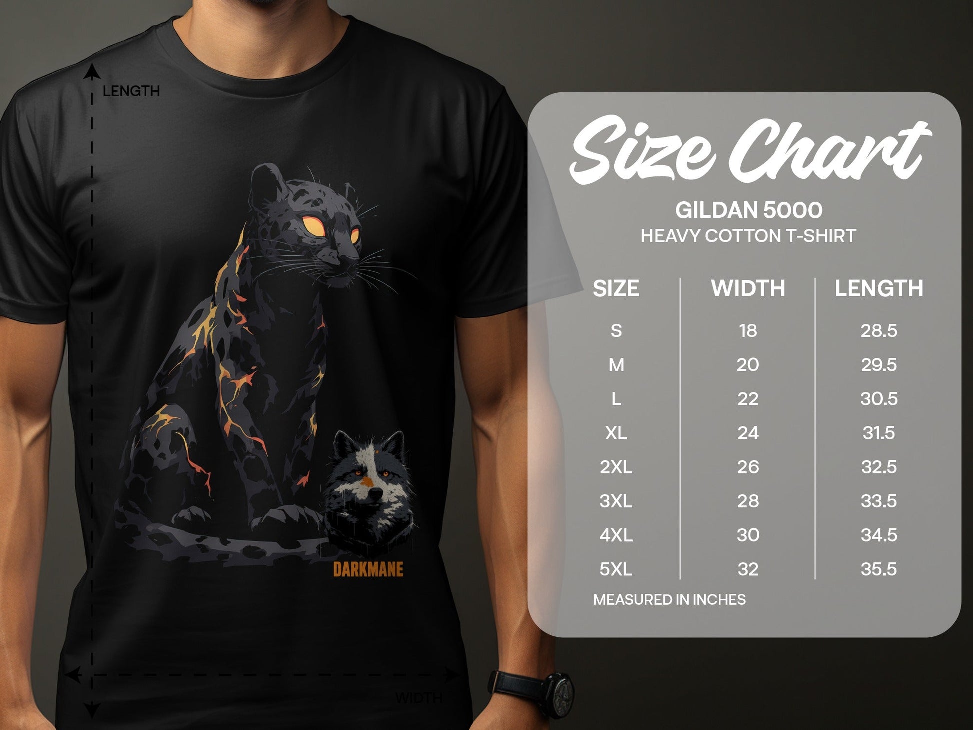 Street Art Darkmane Animals Sizes S 5XL Unisex T-Shirt - Darkmane Black T-Shirt - RMA APPAREL - Roclla Media Apparel Store