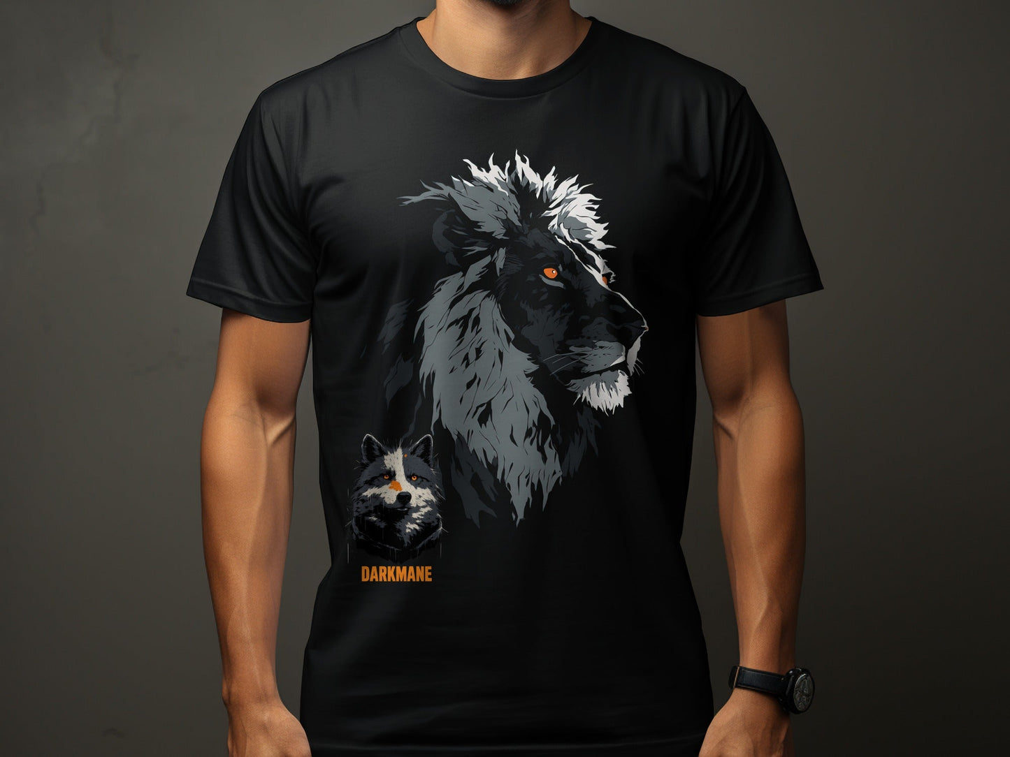 Street Art Darkmane Lion Wildlife Unisex S - 5XL Graphic T-Shirt - Darkmane Black T-Shirt - RMA APPAREL - Roclla Media Apparel Store