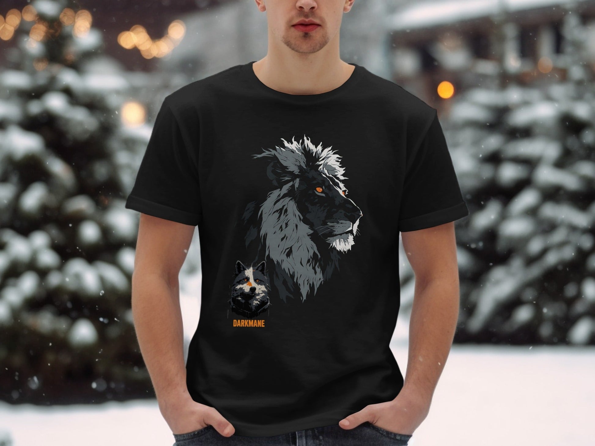 Street Art Darkmane Lion Wildlife Unisex S - 5XL Graphic T-Shirt - Darkmane Black T-Shirt - RMA APPAREL - Roclla Media Apparel Store