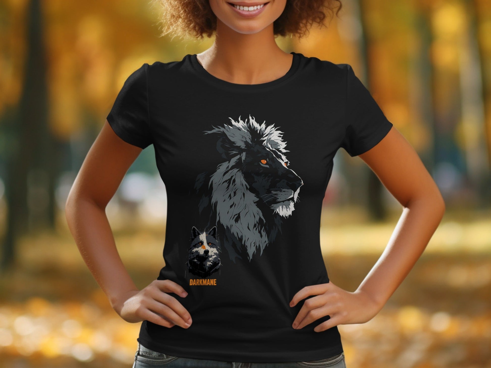 Street Art Darkmane Lion Wildlife Unisex S - 5XL Graphic T-Shirt - Darkmane Black T-Shirt - RMA APPAREL - Roclla Media Apparel Store