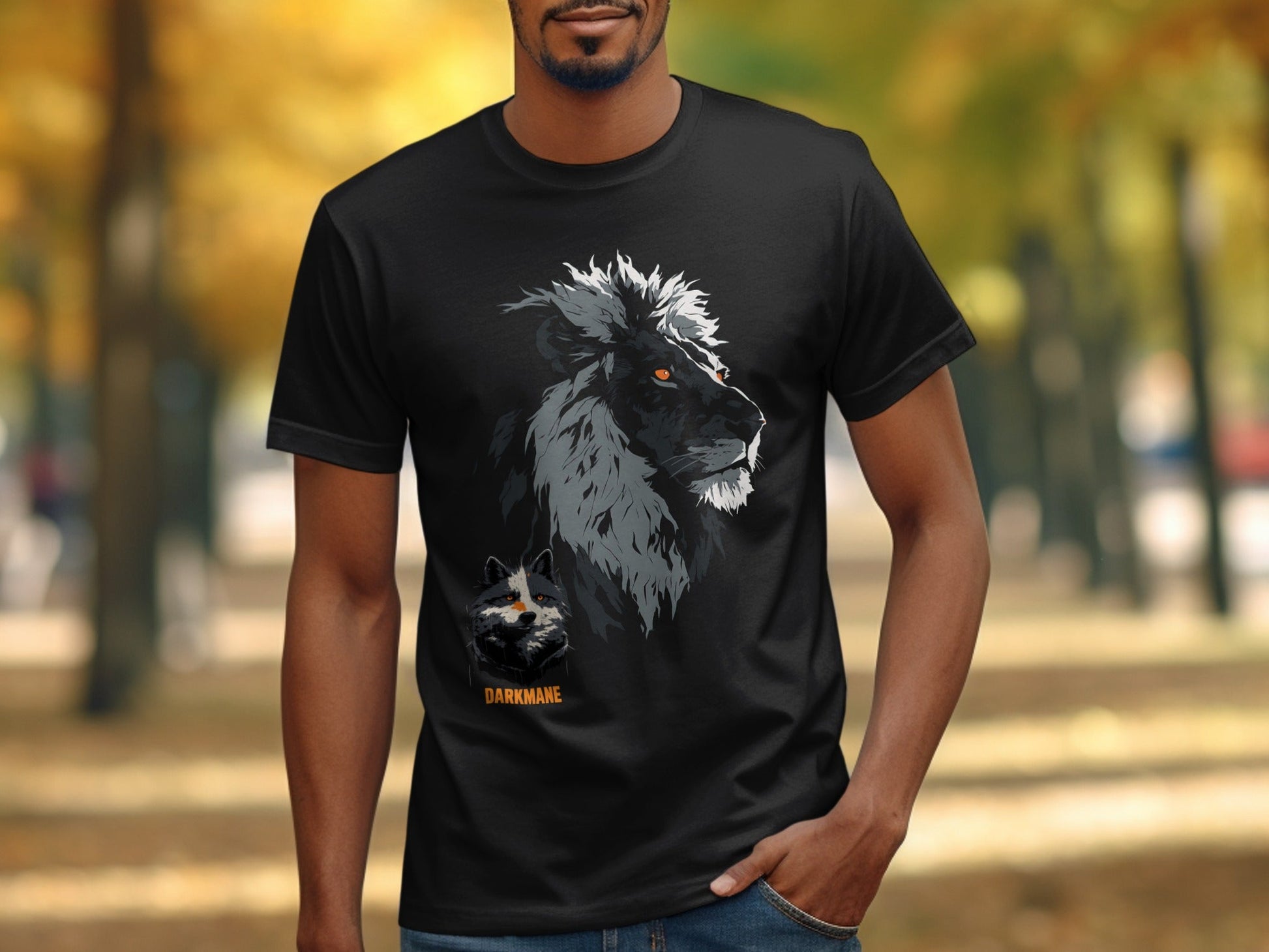 Street Art Darkmane Lion Wildlife Unisex S - 5XL Graphic T-Shirt - Darkmane Black T-Shirt - RMA APPAREL - Roclla Media Apparel Store