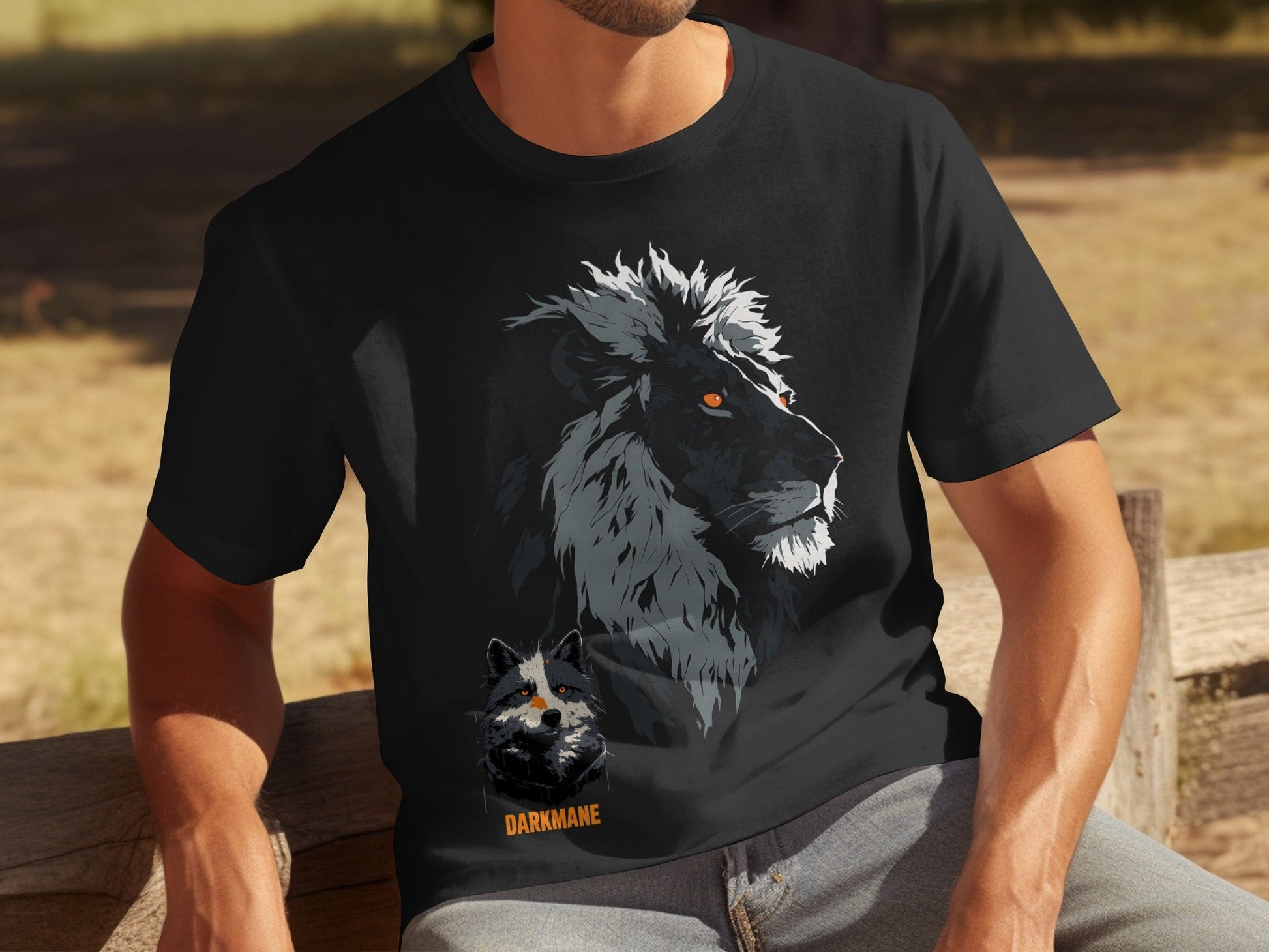 Street Art Darkmane Lion Wildlife Unisex S - 5XL Graphic T-Shirt - Darkmane Black T-Shirt - RMA APPAREL - Roclla Media Apparel Store