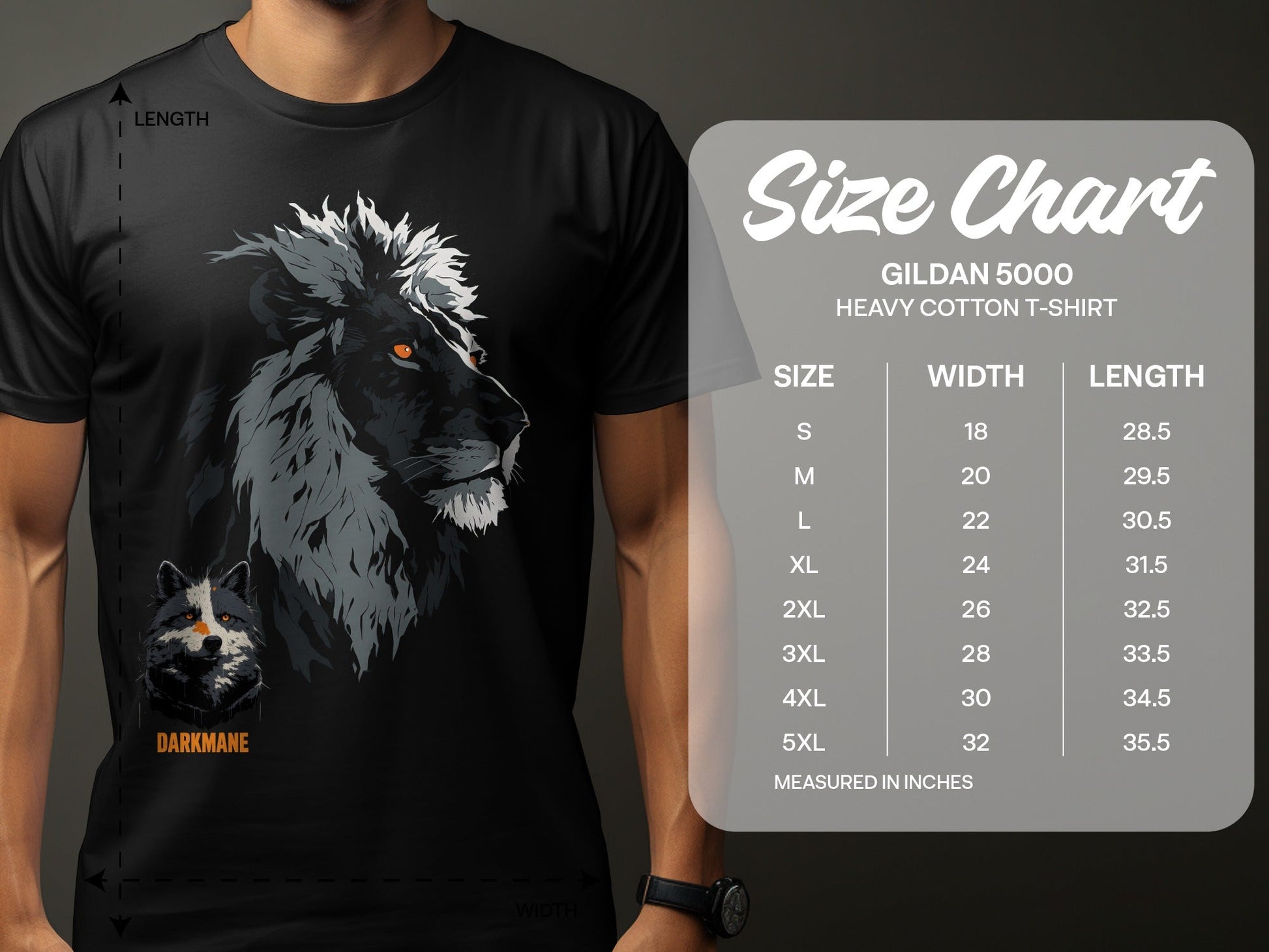 Street Art Darkmane Lion Wildlife Unisex S - 5XL Graphic T-Shirt - Darkmane Black T-Shirt - RMA APPAREL - Roclla Media Apparel Store