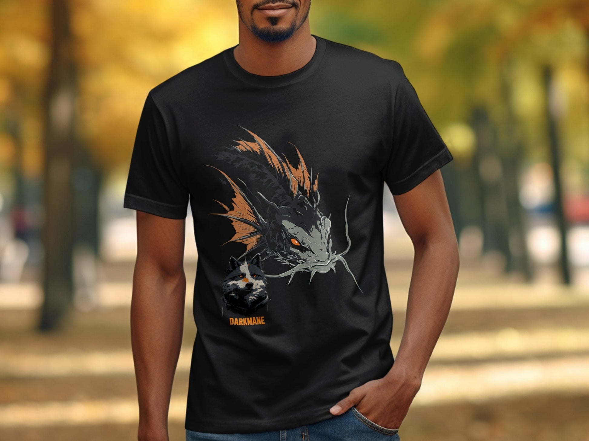 Street Art Darkmane Wildlife Fish Graphic Unisex T-Shirt Sizes S - 5XL - Darkmane Black T-Shirt - RMA APPAREL - Roclla Media Apparel Store