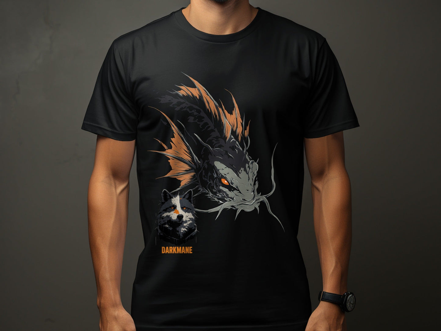 Street Art Darkmane Wildlife Fish Graphic Unisex T-Shirt Sizes S - 5XL - Darkmane Black T-Shirt - RMA APPAREL - Roclla Media Apparel Store