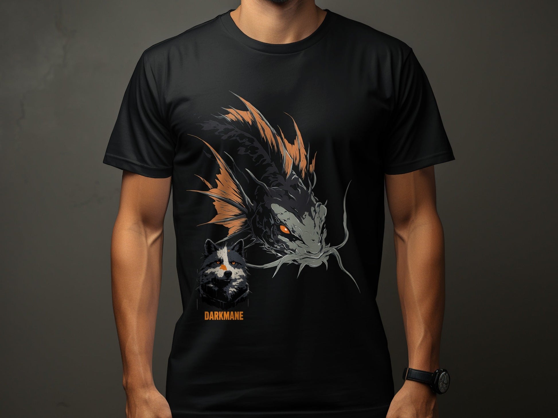 Street Art Darkmane Wildlife Fish Graphic Unisex T-Shirt Sizes S - 5XL - Darkmane Black T-Shirt - RMA APPAREL - Roclla Media Apparel Store