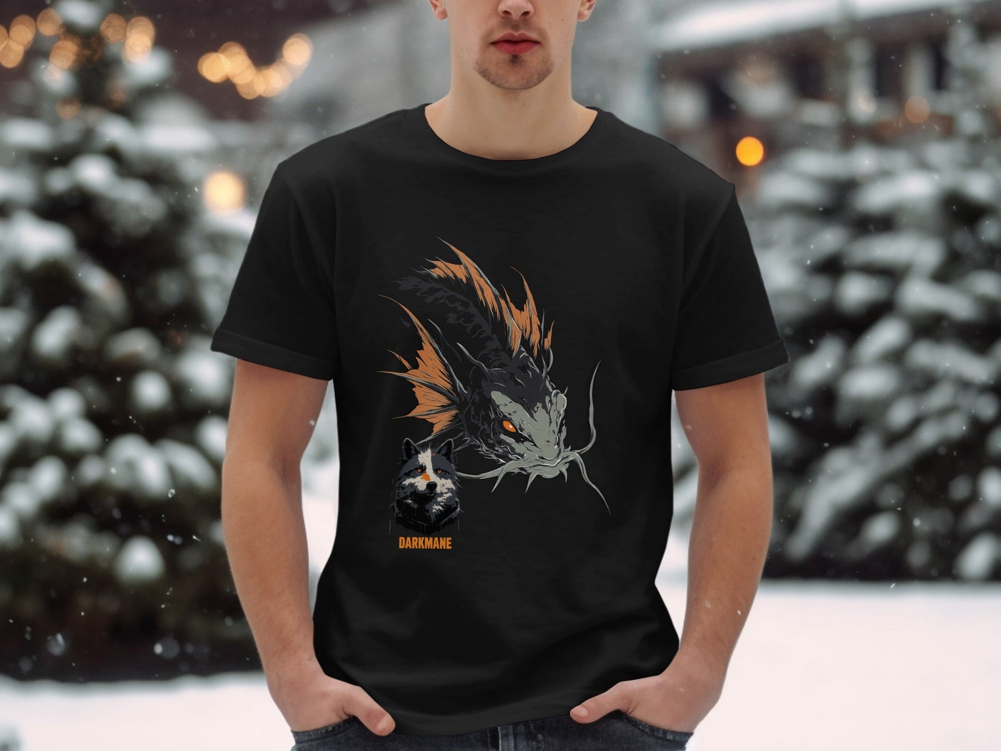Street Art Darkmane Wildlife Fish Graphic Unisex T-Shirt Sizes S - 5XL - Darkmane Black T-Shirt - RMA APPAREL - Roclla Media Apparel Store