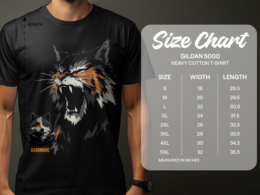 Street Art Darkmane Wildlife Graphic Unisex T-Shirt Sizes S - 5XL - Darkmane Black T-Shirt - RMA APPAREL - Roclla Media Apparel Store