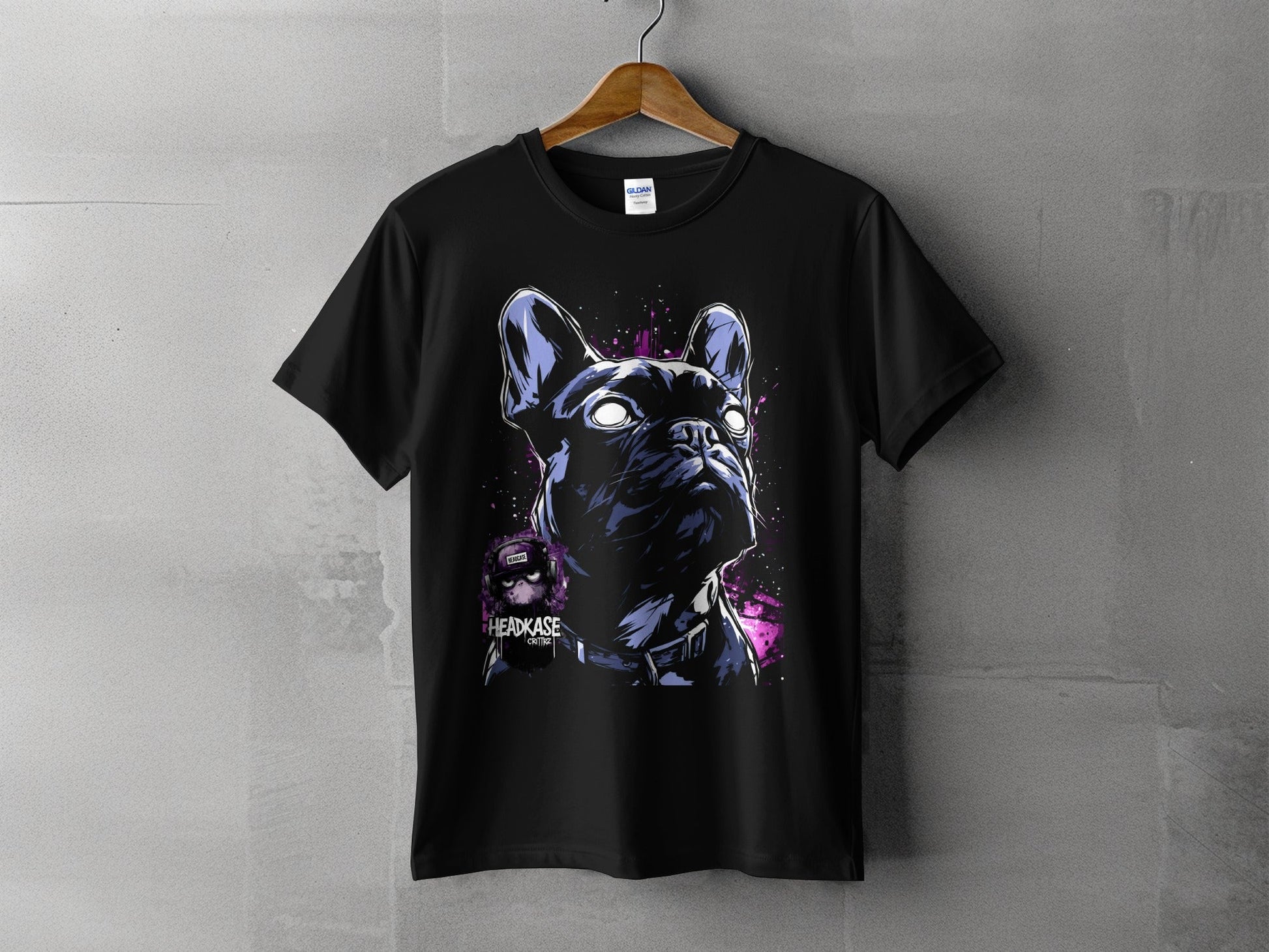 Street Art Dog Urban Style Sizes S 5XL Unisex T-Shirt - Headcase Crittrz Black T-Shirt - RMA APPAREL - Roclla Media Apparel Store