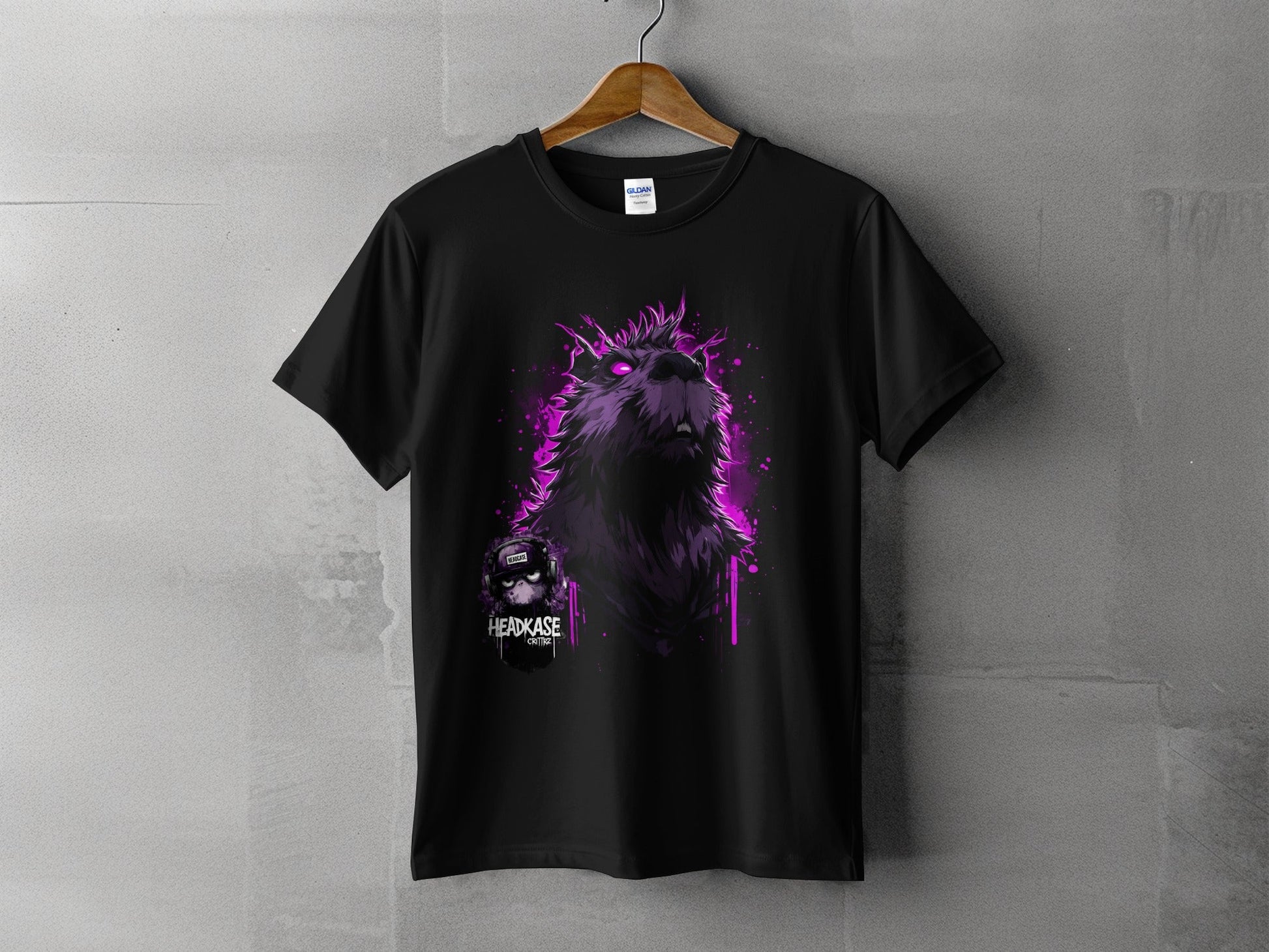 Street Art Fierce Wolf Graphic Mens T-Shirt Sizes S to 5XL - Headcase Crittrz Black T-Shirt - RMA APPAREL - Roclla Media Apparel Store