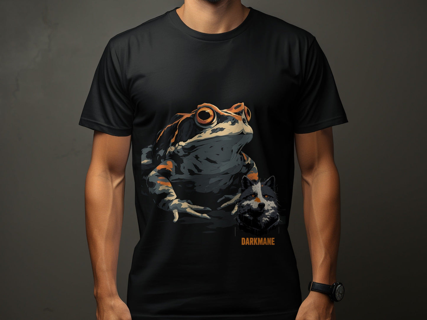 Street Art Frog Wildlife Design Mens Womens Unisex T-Shirt - Darkmane Black T-Shirt - RMA APPAREL - Roclla Media Apparel Store