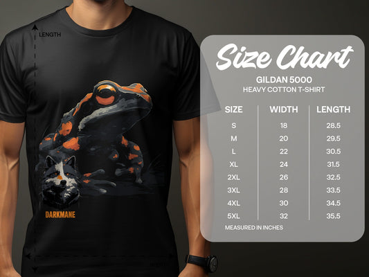 Street Art Frog Wildlife Graphic Mens Unisex T-Shirt Sizes S to 5XL - Darkmane Black T-Shirt - RMA APPAREL - Roclla Media Apparel Store