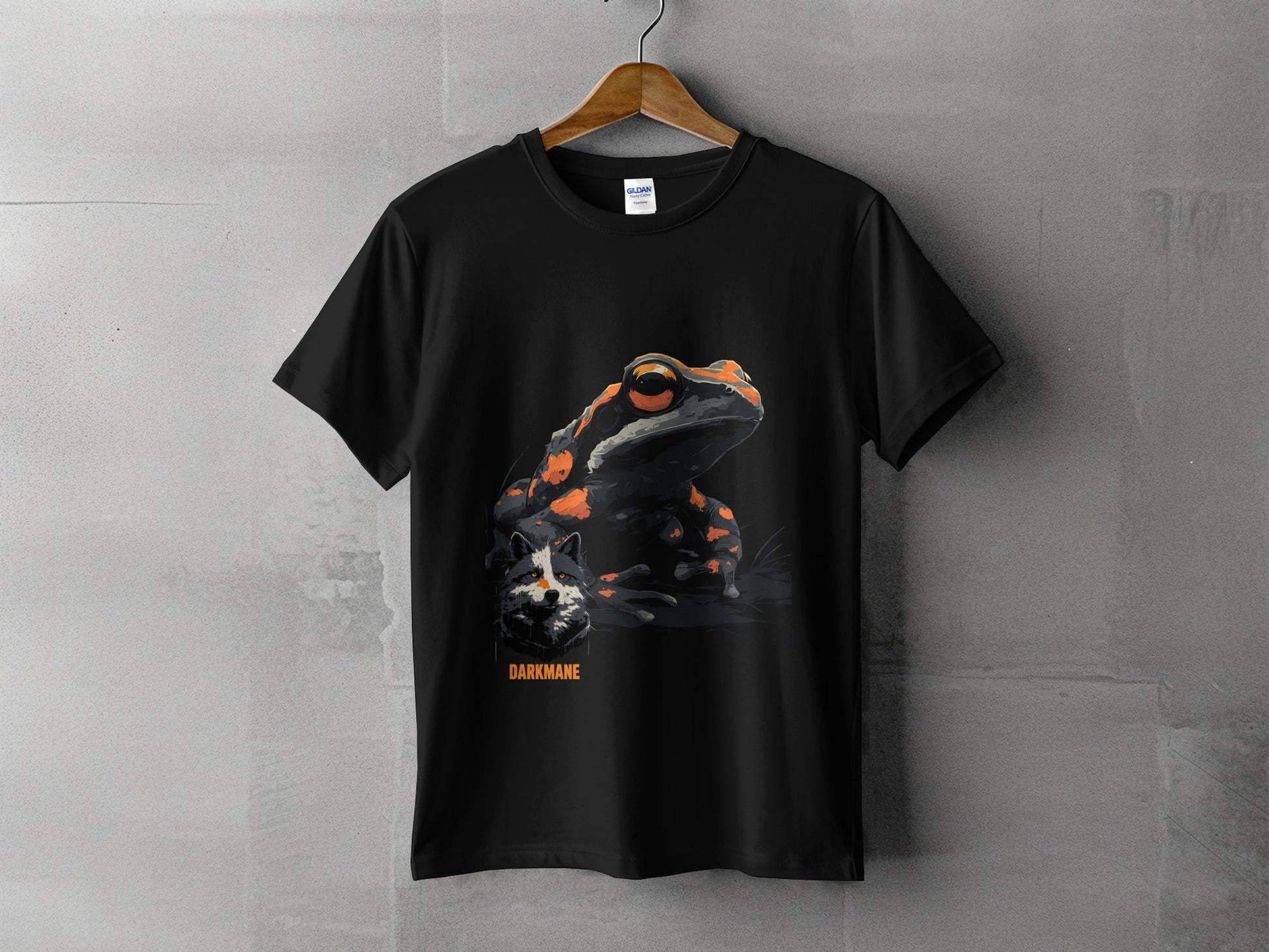 Street Art Frog Wildlife Graphic Mens Unisex T-Shirt Sizes S to 5XL - Darkmane Black T-Shirt - RMA APPAREL - Roclla Media Apparel Store