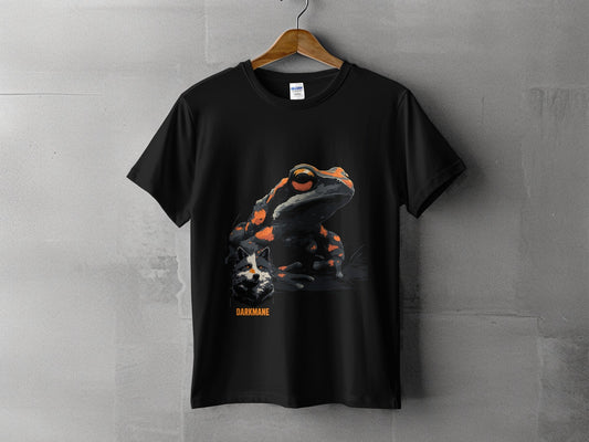 Street Art Frog Wildlife Graphic Mens Unisex T-Shirt Sizes S to 5XL - Darkmane Black T-Shirt - RMA APPAREL - Roclla Media Apparel Store