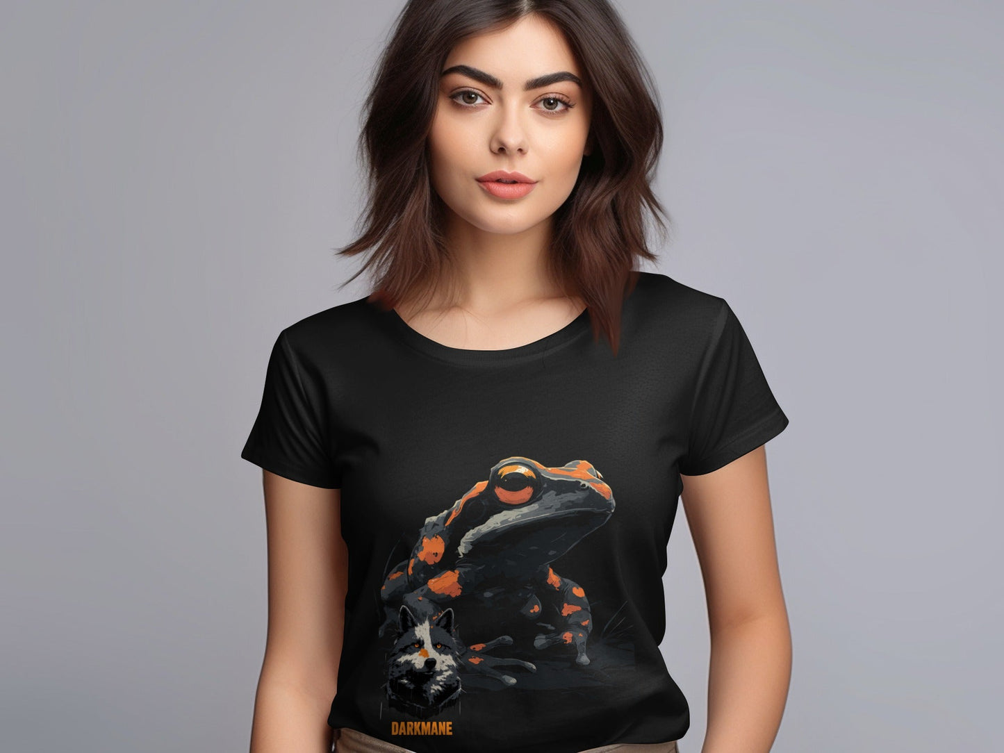 Street Art Frog Wildlife Graphic Mens Unisex T-Shirt Sizes S to 5XL - Darkmane Black T-Shirt - RMA APPAREL - Roclla Media Apparel Store
