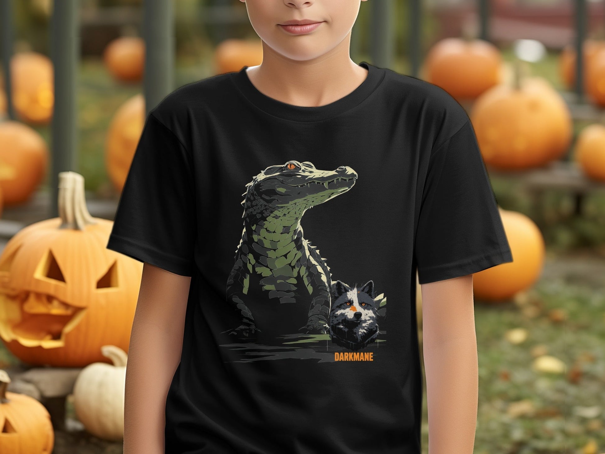Street Art Gator And Wildlife Illustration Unisex T-Shirt - Darkmane Black T-Shirt - RMA APPAREL - Roclla Media Apparel Store