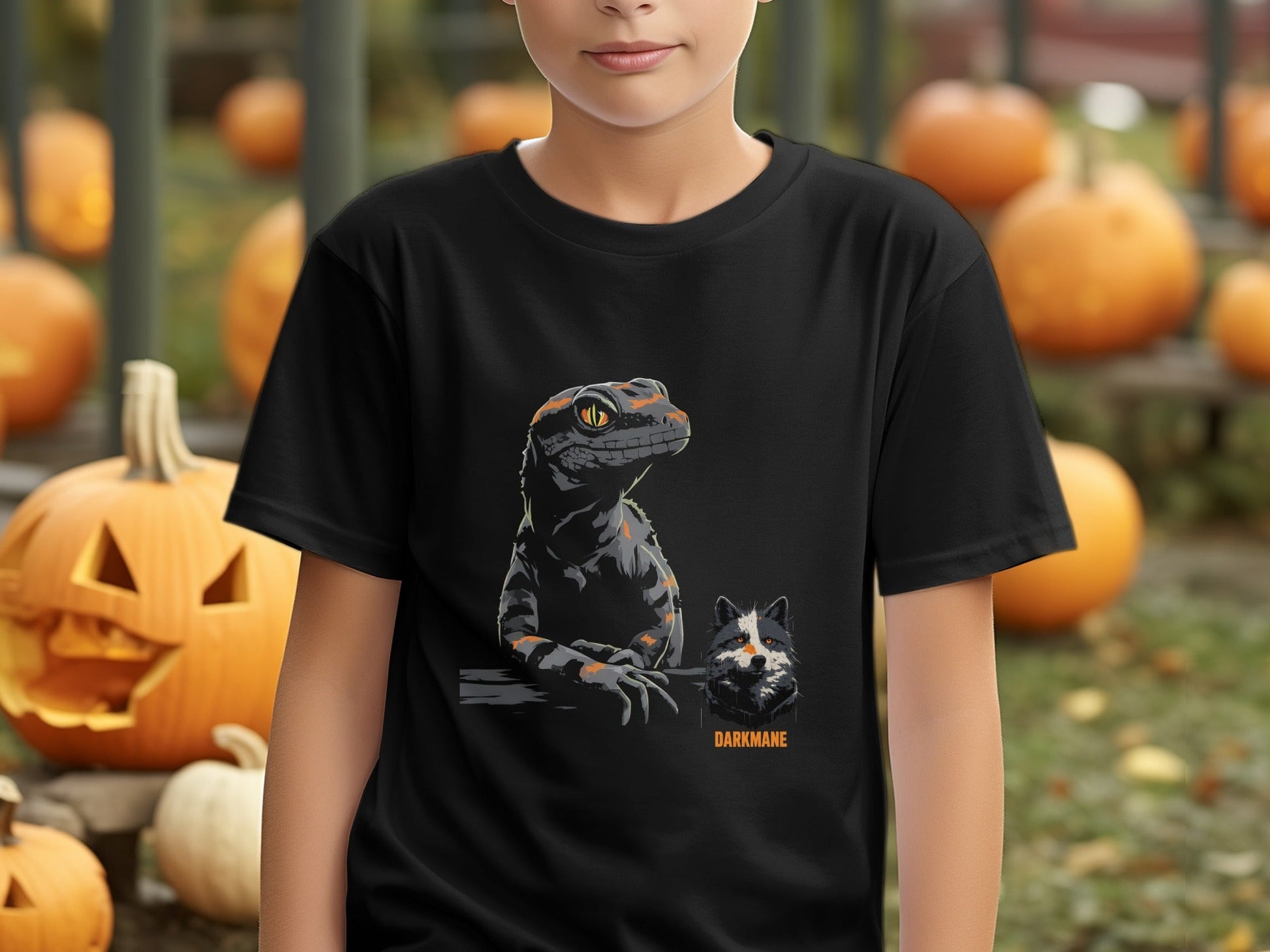 Street Art Lizard Wildlife Design Mens and Womens T-Shirt - Darkmane Black T-Shirt - RMA APPAREL - Roclla Media Apparel Store