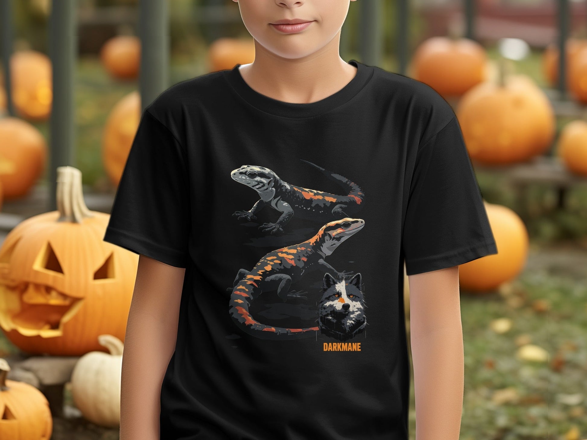 Street Art Lizard Wildlife Unisex T-Shirt Sizes S to 5XL - Darkmane Black T-Shirt - RMA APPAREL - Roclla Media Apparel Store