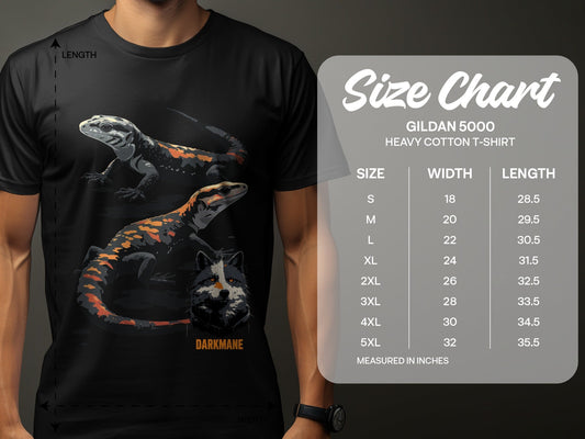 Street Art Lizard Wildlife Unisex T-Shirt Sizes S to 5XL - Darkmane Black T-Shirt - RMA APPAREL - Roclla Media Apparel Store