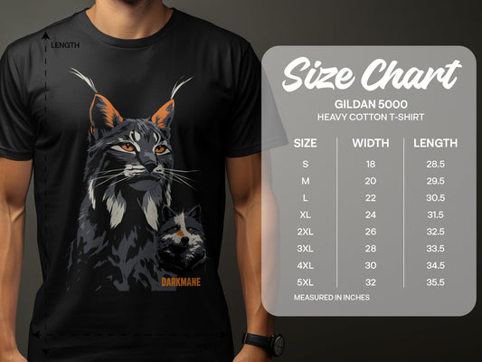 Street Art Lynx and Wildlife Illustration Sizes S to 5XL T-Shirt - Darkmane Black T-Shirt - RMA APPAREL - Roclla Media Apparel Store