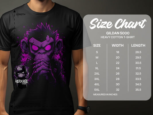 Street Art Monkey Graphic Unisex Mens T-Shirt Sizes S - 5XL - Headcase Crittrz Black T-Shirt - RMA APPAREL - Roclla Media Apparel Store