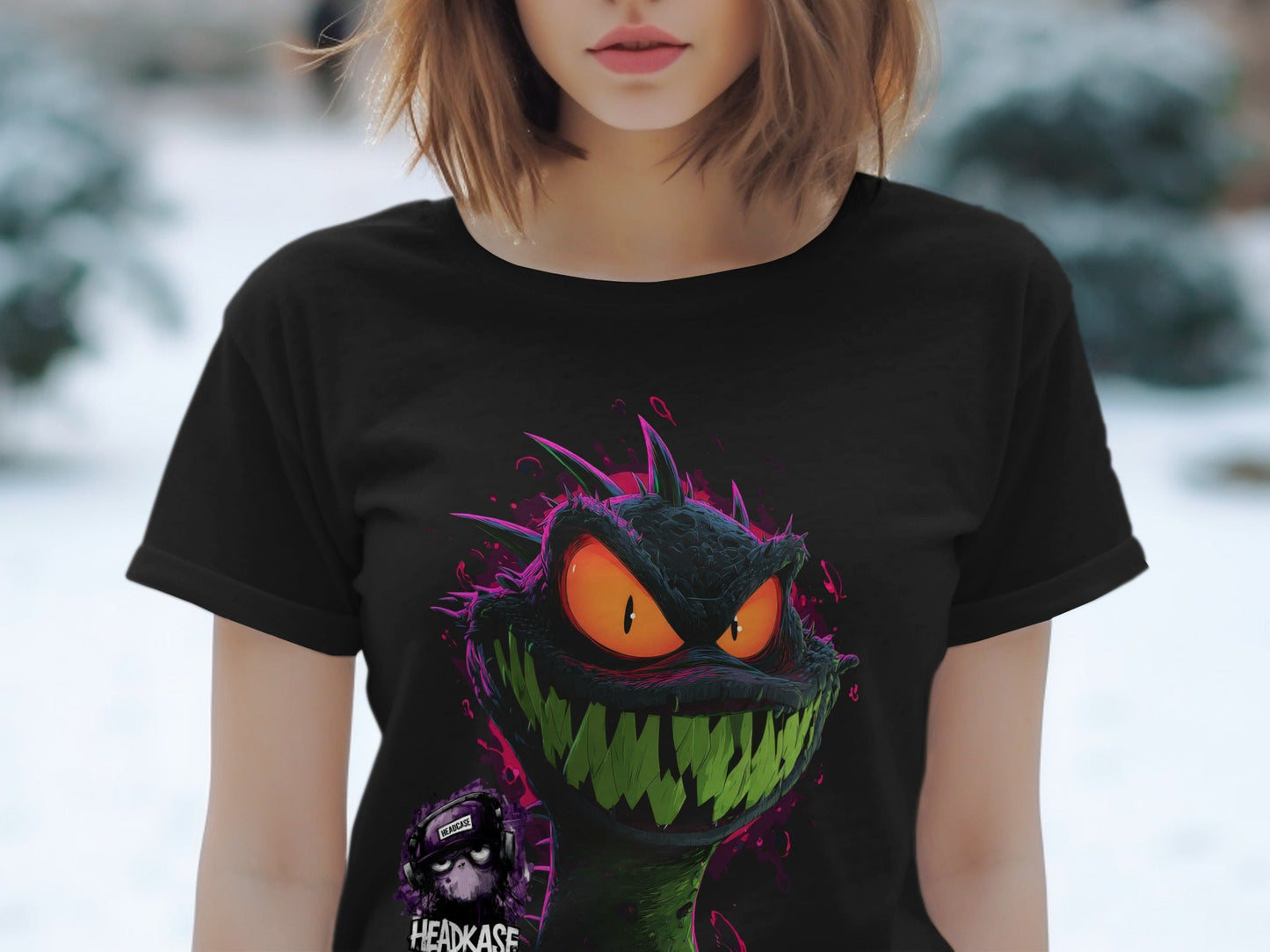 Street Art Reptile Urban Mens Womens Unisex T-Shirt Sizes - Headcase Crittrz Black T-Shirt - RMA APPAREL - Roclla Media Apparel Store