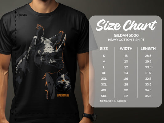 Street Art Rhino And Wildlife Sizes S to 5XL Unisex T-Shirt - Darkmane Black T-Shirt - RMA APPAREL - Roclla Media Apparel Store