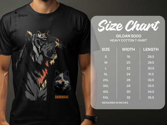 Street Art Roaring Tiger And Dog Sizes S to 5XL T-Shirt - Darkmane Black T-Shirt - RMA APPAREL - Roclla Media Apparel Store