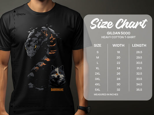 Street Art Snake Wildlife Darkmane Sizes S to 5XL Unisex T-Shirt - Darkmane Black T-Shirt - RMA APPAREL - Roclla Media Apparel Store