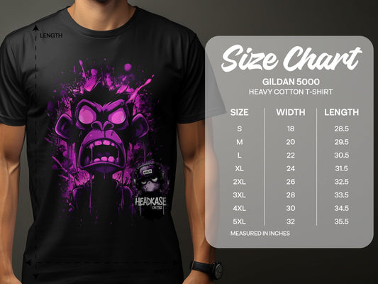 Street Art Urban Furious Monkey Sizes S to 5XL Unisex T-Shirt - Headcase Crittrz Black T-Shirt - RMA APPAREL - Roclla Media Apparel Store