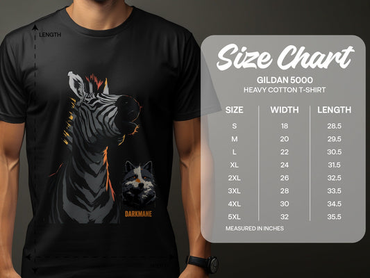Street Art Zebra and Wildlife Design Mens Womens Unisex T-Shirt - Darkmane Black T-Shirt - RMA APPAREL - Roclla Media Apparel Store