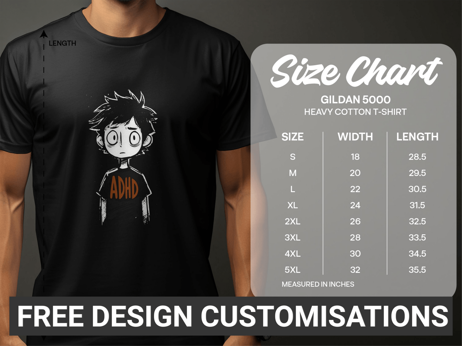 Urban Art ADHD Graphic Mens Womens Unisex Sizes T-Shirt - ADHA Black T-Shirt - RMA APPAREL - Roclla Media Apparel Store
