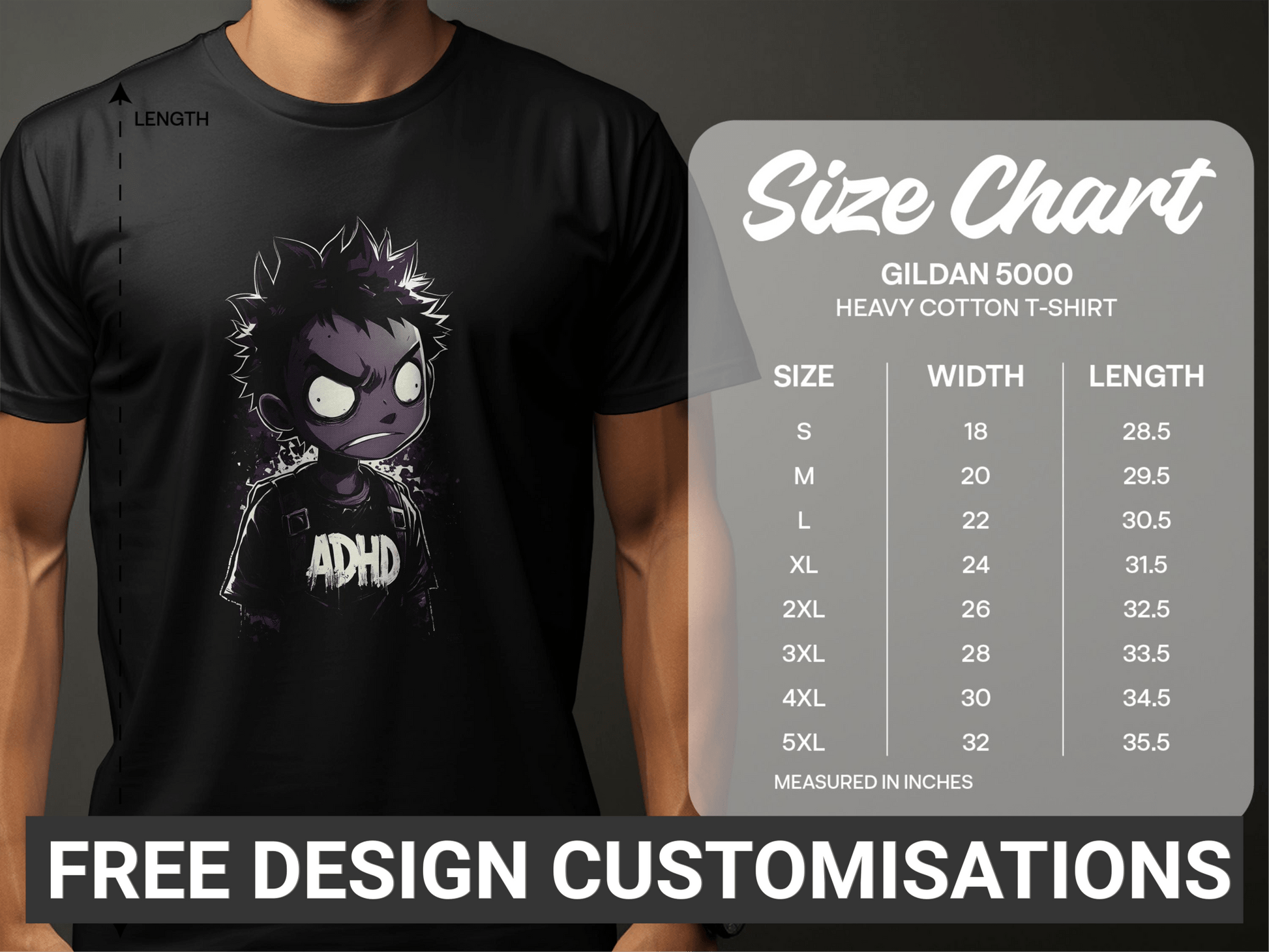 Urban Art ADHD Kid Streetwear Unisex T-Shirt Sizes S to 5XL - ADHA Black T-Shirt - RMA APPAREL - Roclla Media Apparel Store