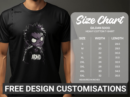 Urban Art ADHD Kid Streetwear Unisex T-Shirt Sizes S to 5XL - ADHA Black T-Shirt - RMA APPAREL - Roclla Media Apparel Store